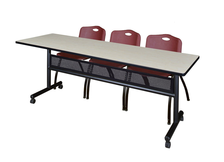 Regency Kobe Flip - Top Privacy Nesting Table & 3 M Stack Chairs 84"W x 24"D x 29"H (REG - MKFTM8424 - 3M) - SchoolOutlet