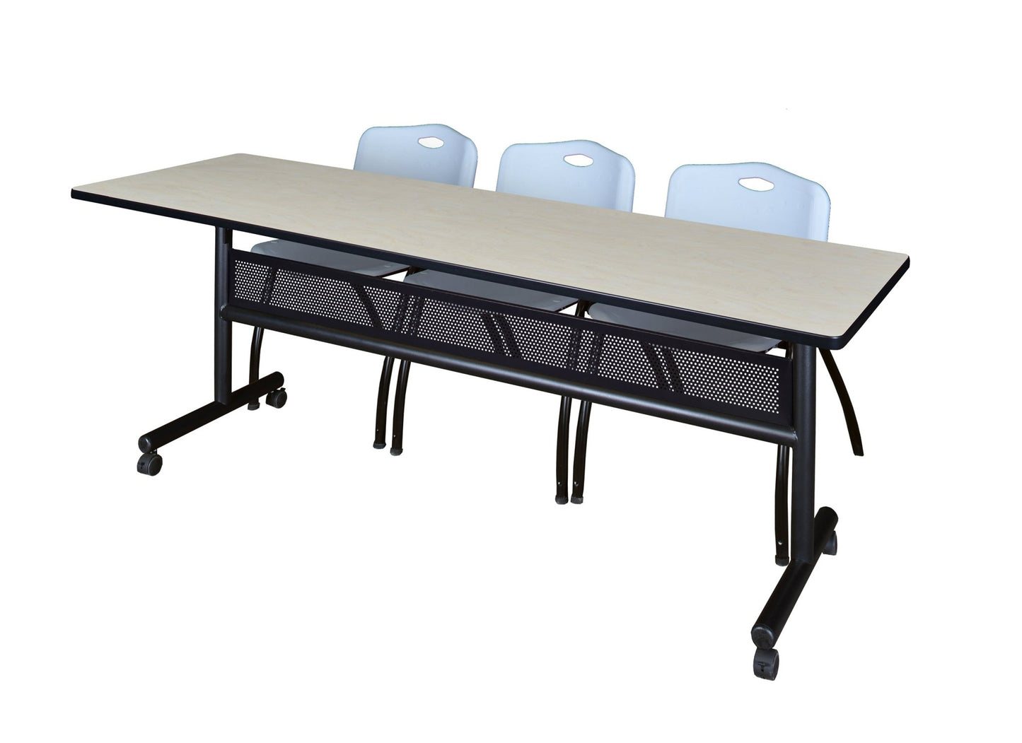 Regency Kobe Flip - Top Privacy Nesting Table & 3 M Stack Chairs 84"W x 24"D x 29"H (REG - MKFTM8424 - 3M) - SchoolOutlet