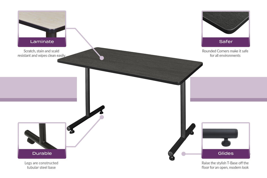 Regency Kobe Professional Mobile T - Base Training Seminar Table 42"W x 24"D x 29"H (REG - MKTRCC4224CH) - SchoolOutlet