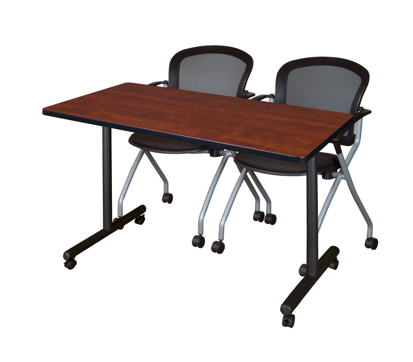Regency Kobe Professional Mobile T - Base Training Table & 2 Cadence Nesting Chairs 48"W x 24"D x 29"H (REG - MKTRCC4824 - CAD) - SchoolOutlet