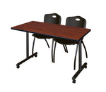 Regency Kobe Professional Mobile T - Base Training Table & 2 M Stack Chairs 48