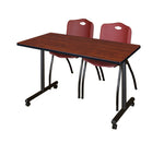 Regency Kobe Professional Mobile T - Base Training Table & 2 M Stack Chairs 48
