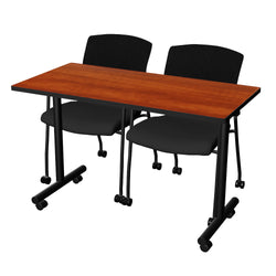 Regency Kobe Professional Mobile T-Base Training Table & 2 Knight Mesh Chairs - 48"W x 24"D x 29"H (REG-MKTRCC4824-KNM)