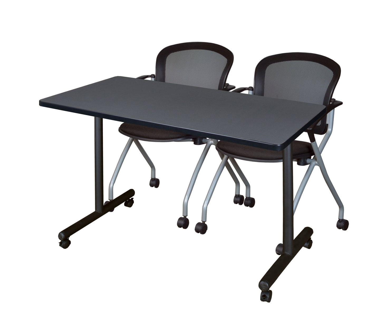 Regency Kobe Professional Mobile T - Base Training Table & 2 Cadence Nesting Chairs 48"W x 24"D x 29"H (REG - MKTRCC4824 - CAD) - SchoolOutlet