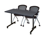 Regency Kobe Professional Mobile T - Base Training Table & 2 Cadence Nesting Chairs 48