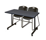 Regency Kobe Professional Mobile T - Base Training Table & 2 Zeng Stack Chairs 48