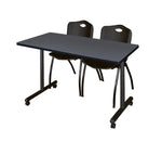 Regency Kobe Professional Mobile T - Base Training Table & 2 M Stack Chairs 48