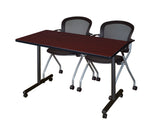 Regency Kobe Professional Mobile T - Base Training Table & 2 Cadence Nesting Chairs 48