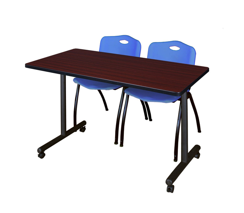 Regency Kobe Professional Mobile T - Base Training Table & 2 M Stack Chairs 48"W x 24"D x 29"H (REG - MKTRCC4824 - 2M) - SchoolOutlet