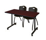 Regency Kobe Professional Mobile T - Base Training Table & 2 M Stack Chairs 48