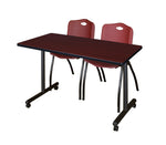 Regency Kobe Professional Mobile T - Base Training Table & 2 M Stack Chairs 48