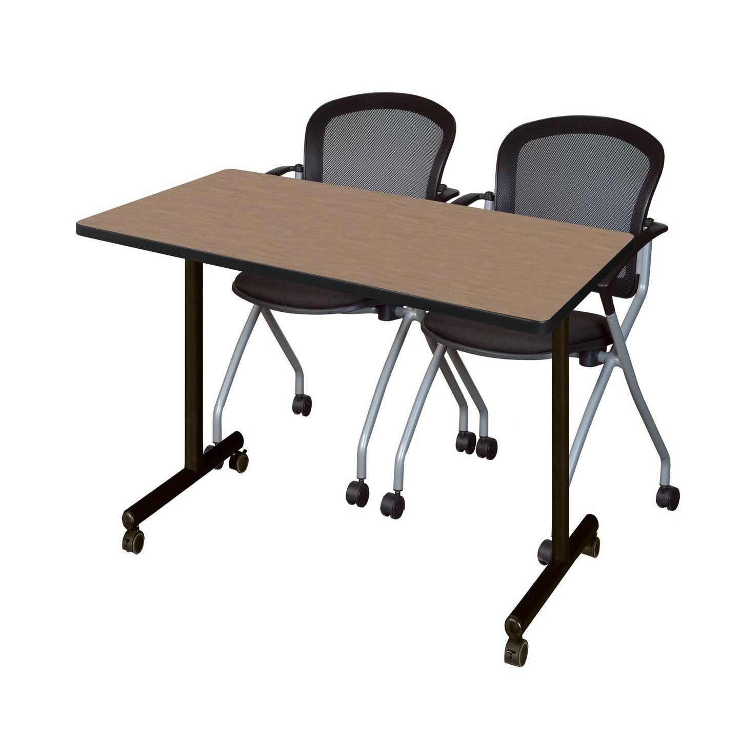 Regency Kobe Professional Mobile T - Base Training Table & 2 Cadence Nesting Chairs 48"W x 24"D x 29"H (REG - MKTRCC4824 - CAD) - SchoolOutlet