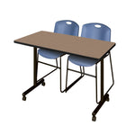 Regency Kobe Professional Mobile T - Base Training Table & 2 Zeng Stack Chairs 48