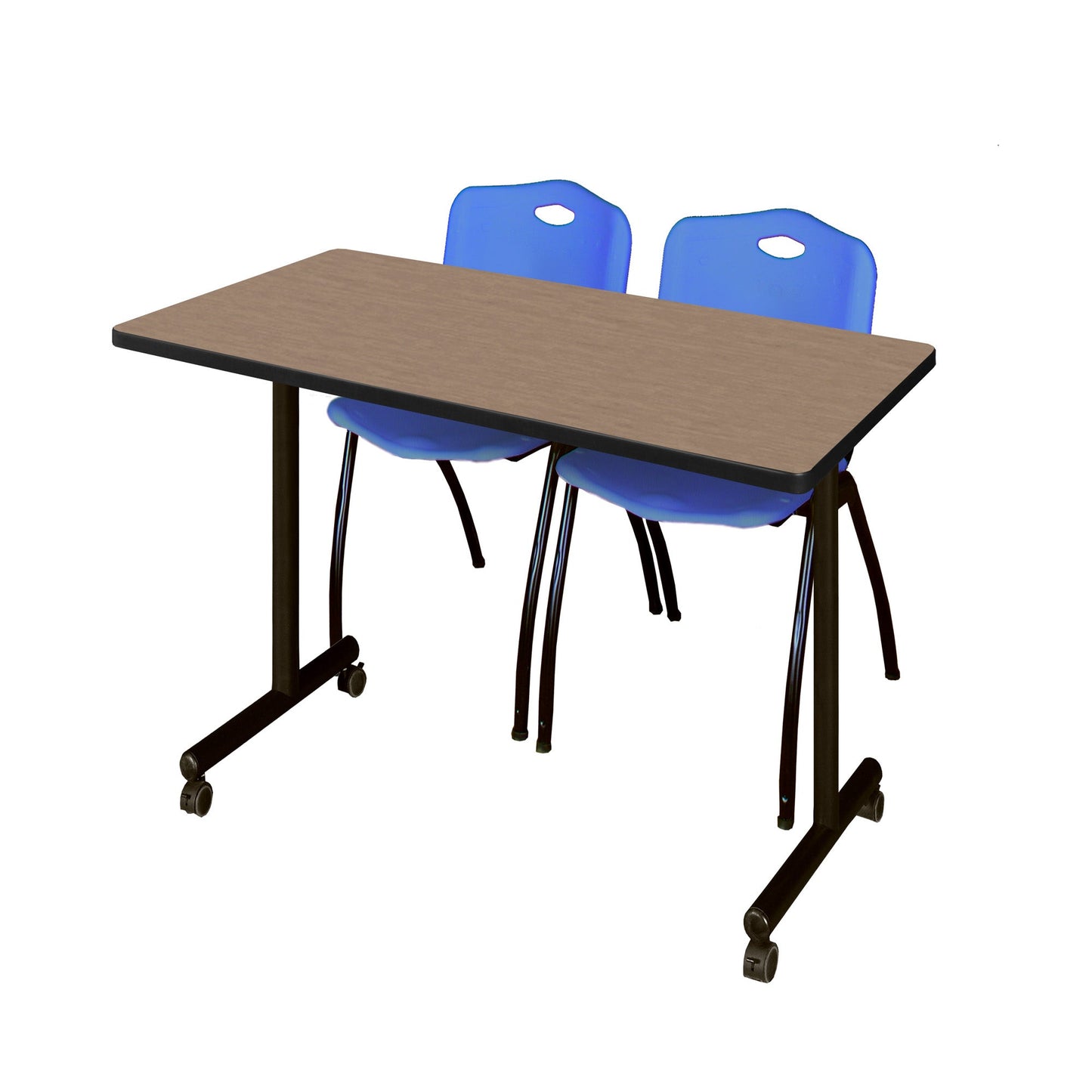 Regency Kobe Professional Mobile T - Base Training Table & 2 M Stack Chairs 48"W x 24"D x 29"H (REG - MKTRCC4824 - 2M) - SchoolOutlet