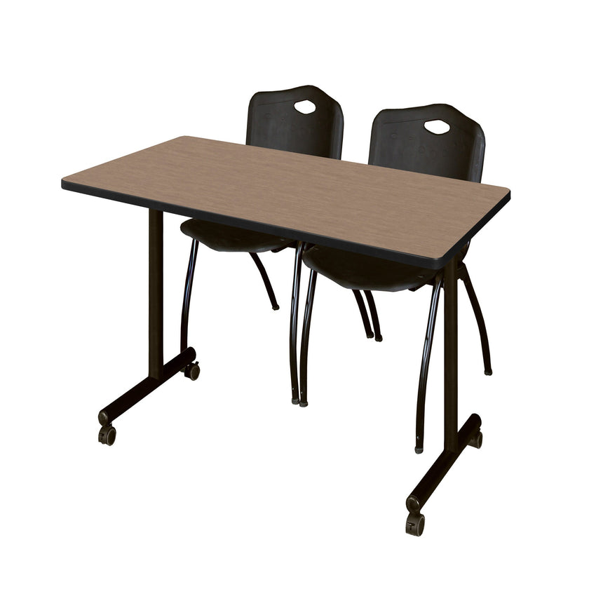 Regency Kobe Professional Mobile T - Base Training Table & 2 M Stack Chairs 48"W x 24"D x 29"H (REG - MKTRCC4824 - 2M) - SchoolOutlet