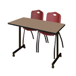 Regency Kobe Professional Mobile T - Base Training Table & 2 M Stack Chairs 48