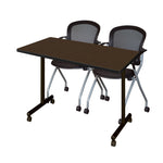 Regency Kobe Professional Mobile T - Base Training Table & 2 Cadence Nesting Chairs 48