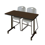 Regency Kobe Professional Mobile T - Base Training Table & 2 Zeng Stack Chairs 48