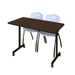 Regency Kobe Professional Mobile T - Base Training Table & 2 M Stack Chairs 48
