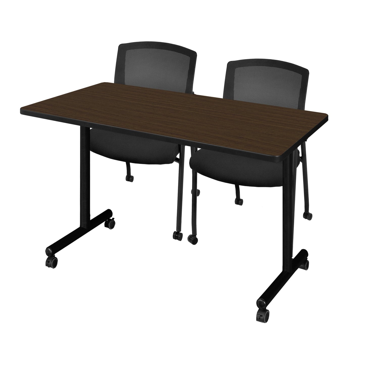 Regency Kobe Professional Mobile T - Base Training Table & 2 Knight Mesh Chairs - 48"W x 24"D x 29"H (REG - MKTRCC4824 - KNM) - SchoolOutlet