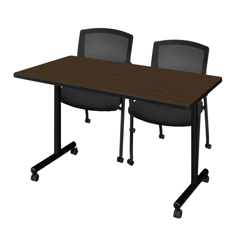 Regency Kobe Professional Mobile T - Base Training Table & 2 Knight Mesh Chairs - 48"W x 24"D x 29"H (REG - MKTRCC4824 - KNM) - SchoolOutlet