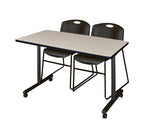 Regency Kobe Professional Mobile T - Base Training Table & 2 Zeng Stack Chairs 48