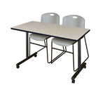 Regency Kobe Professional Mobile T - Base Training Table & 2 Zeng Stack Chairs 48