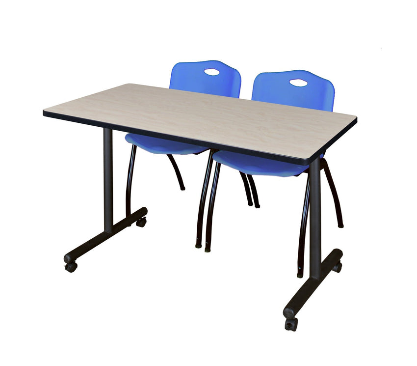 Regency Kobe Professional Mobile T - Base Training Table & 2 M Stack Chairs 48"W x 24"D x 29"H (REG - MKTRCC4824 - 2M) - SchoolOutlet