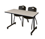 Regency Kobe Professional Mobile T - Base Training Table & 2 M Stack Chairs 48