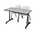 Regency Kobe Professional Mobile T - Base Training Table & 2 M Stack Chairs 48