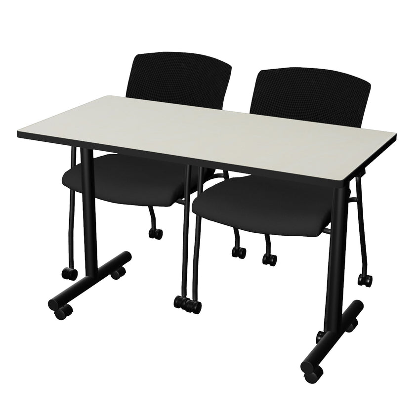 Regency Kobe Professional Mobile T - Base Training Table & 2 Knight Mesh Chairs - 48"W x 24"D x 29"H (REG - MKTRCC4824 - KNM) - SchoolOutlet