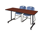 Regency Kobe Professional Mobile T - Base Training Table & 2 Zeng Stack Chairs 60