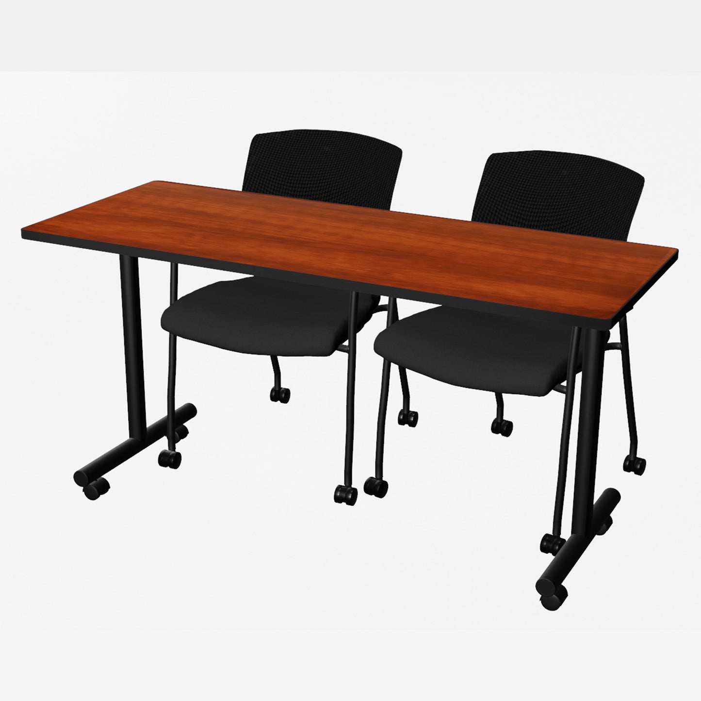 Regency Kobe Professional Mobile T - Base Training Table & 2 Knight Mesh Chairs 60"W x 24"D x 29"H (REG - MKTRCC6024 - KNM) - SchoolOutlet