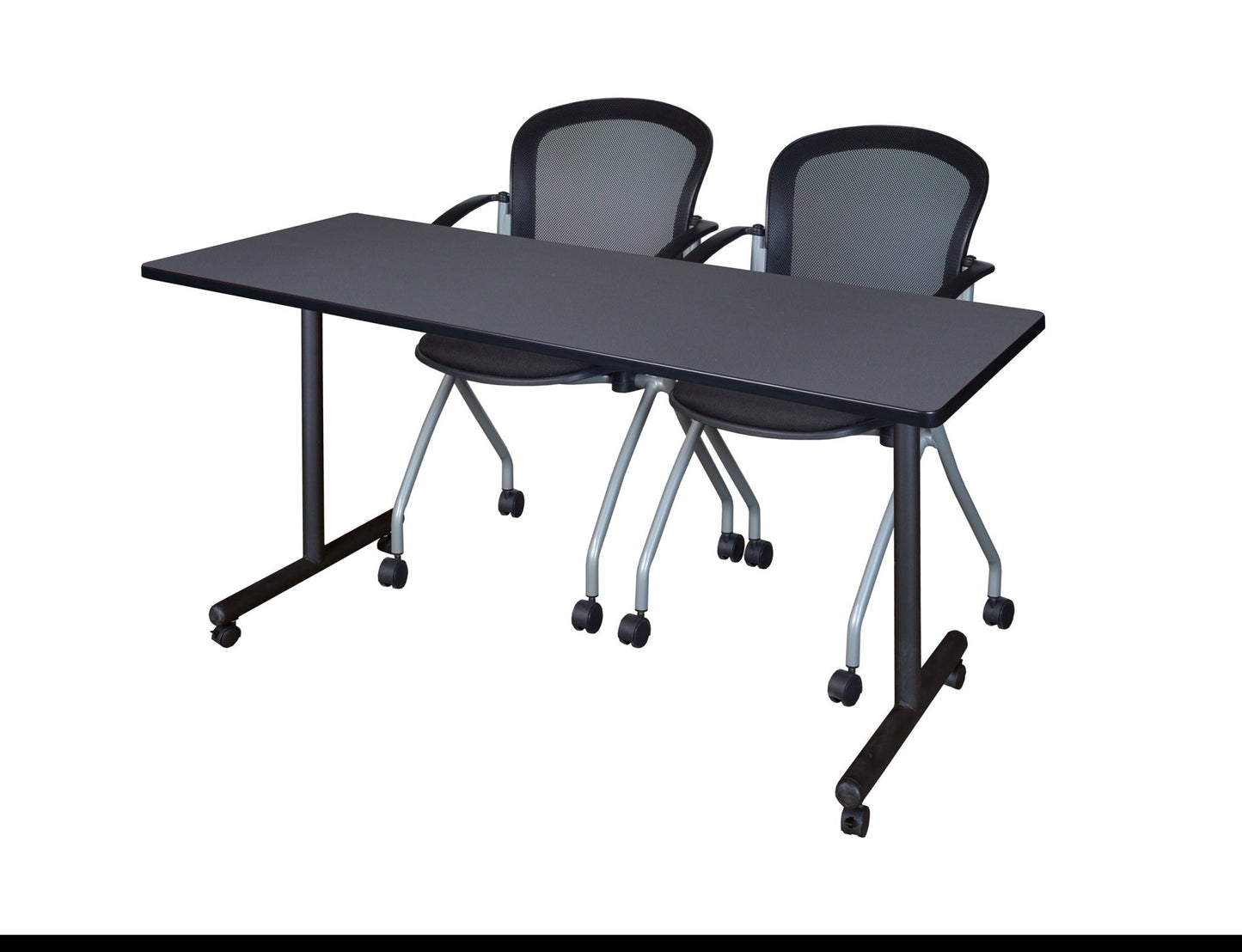 Regency Kobe Professional Mobile T - Base Training Table & 2 Cadence Nesting Chairs 60"W x 24"D x 29"H (REG - MKTRCC6024 - CAD) - SchoolOutlet