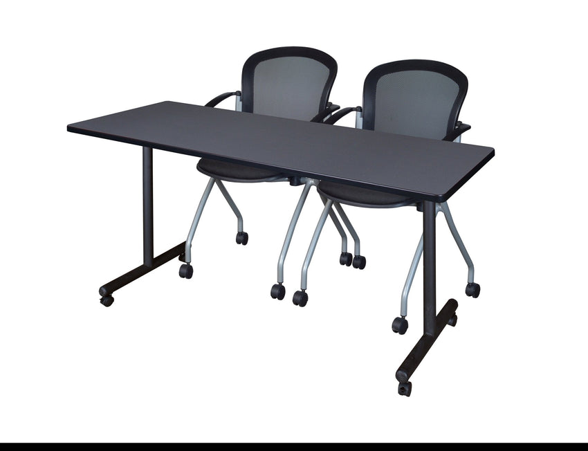 Regency Kobe Professional Mobile T - Base Training Table & 2 Cadence Nesting Chairs 60"W x 24"D x 29"H (REG - MKTRCC6024 - CAD) - SchoolOutlet