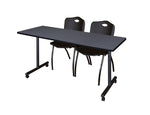 Regency Kobe Professional Mobile T - Base Training Table & 2 M Stack Chairs 60