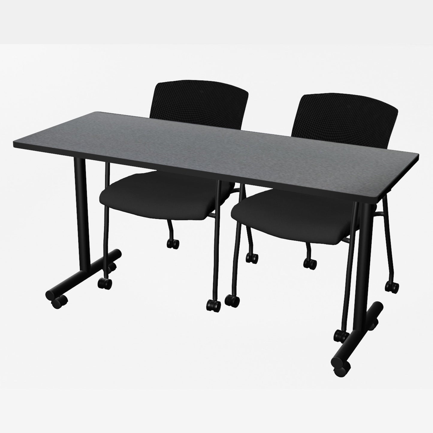 Regency Kobe Professional Mobile T - Base Training Table & 2 Knight Mesh Chairs 60"W x 24"D x 29"H (REG - MKTRCC6024 - KNM) - SchoolOutlet
