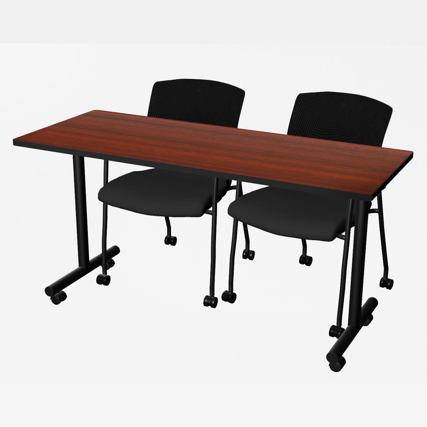 Regency Kobe Professional Mobile T - Base Training Table & 2 Knight Mesh Chairs 60"W x 24"D x 29"H (REG - MKTRCC6024 - KNM) - SchoolOutlet