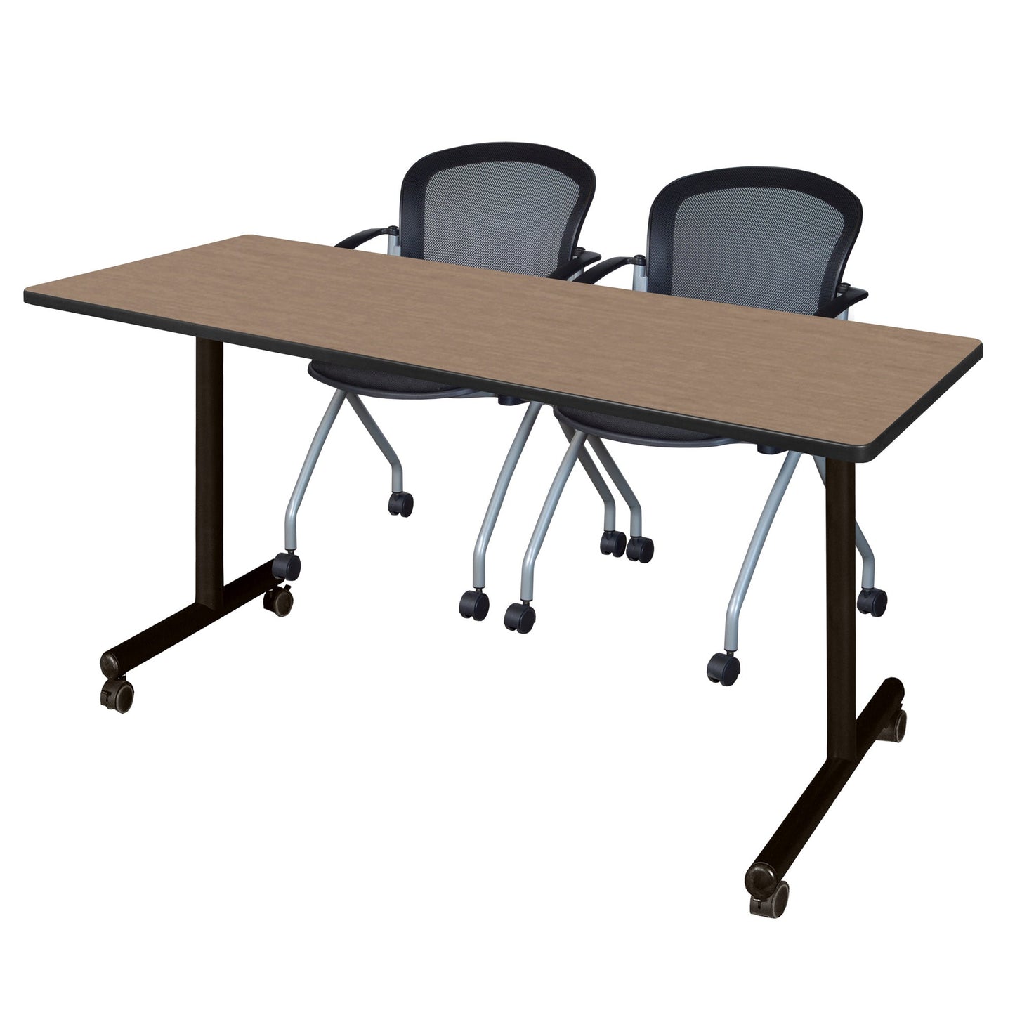 Regency Kobe Professional Mobile T - Base Training Table & 2 Cadence Nesting Chairs 60"W x 24"D x 29"H (REG - MKTRCC6024 - CAD) - SchoolOutlet
