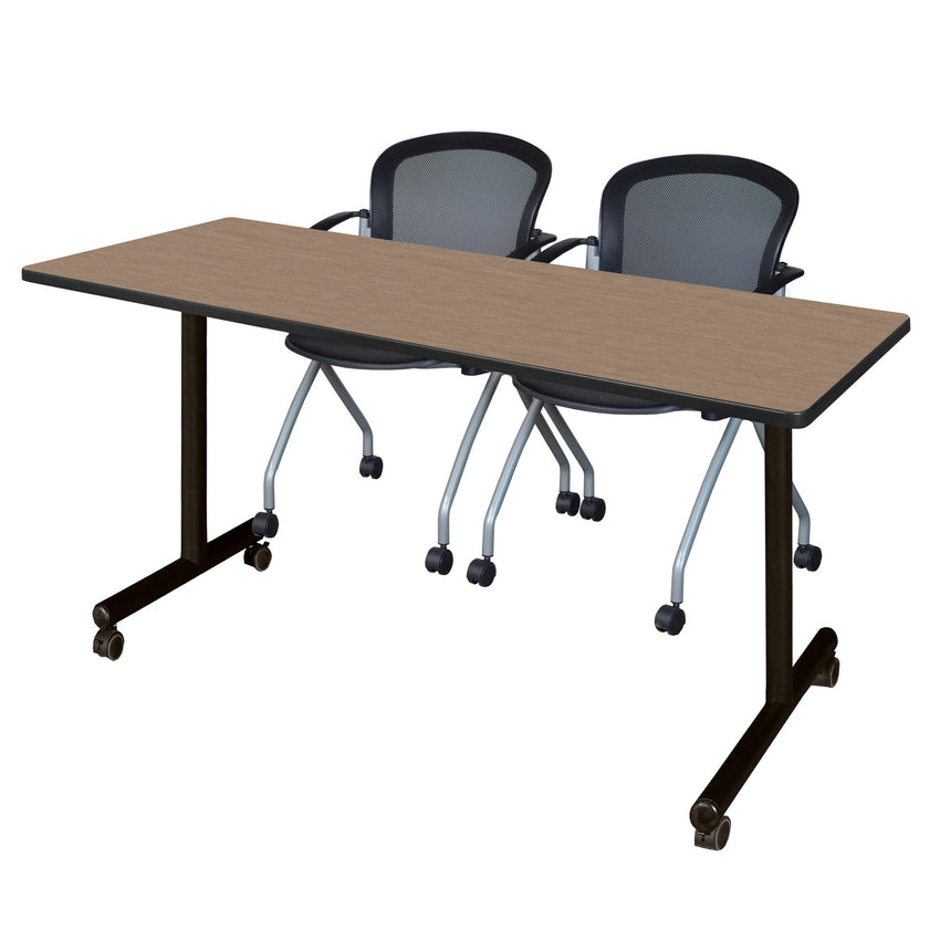 Regency Kobe Professional Mobile T - Base Training Table & 2 Cadence Nesting Chairs 60"W x 24"D x 29"H (REG - MKTRCC6024 - CAD) - SchoolOutlet