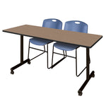 Regency Kobe Professional Mobile T - Base Training Table & 2 Zeng Stack Chairs 60