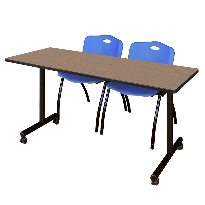 Regency Kobe Professional Mobile T - Base Training Table & 2 M Stack Chairs 60"W x 24"D x 29"H (REG - MKTRCC6024 - 2M) - SchoolOutlet