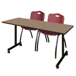 Regency Kobe Professional Mobile T - Base Training Table & 2 M Stack Chairs 60