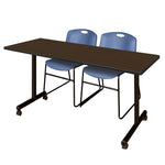 Regency Kobe Professional Mobile T - Base Training Table & 2 Zeng Stack Chairs 60