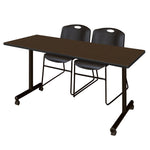 Regency Kobe Professional Mobile T - Base Training Table & 2 Zeng Stack Chairs 60
