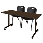 Regency Kobe Professional Mobile T - Base Training Table & 2 M Stack Chairs 60