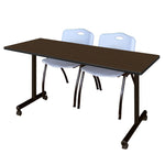 Regency Kobe Professional Mobile T - Base Training Table & 2 M Stack Chairs 60