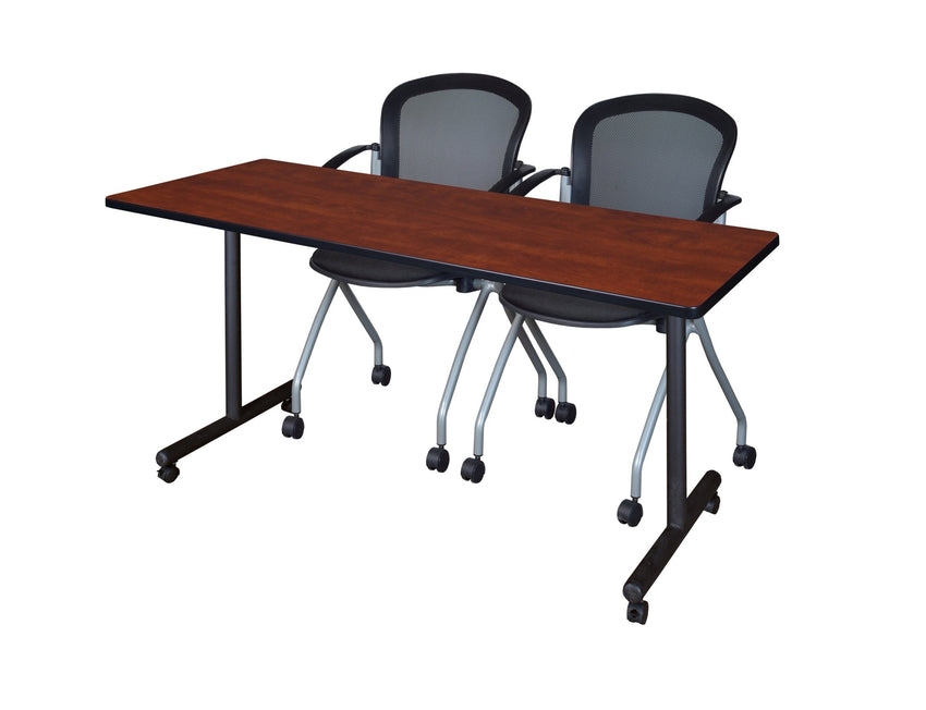 Regency Kobe Professional Mobile T - Base Training Table & 2 Cadence Nesting Chairs 66"W x 24"D x 29"H (REG - MKTRCC6624 - CAD) - SchoolOutlet