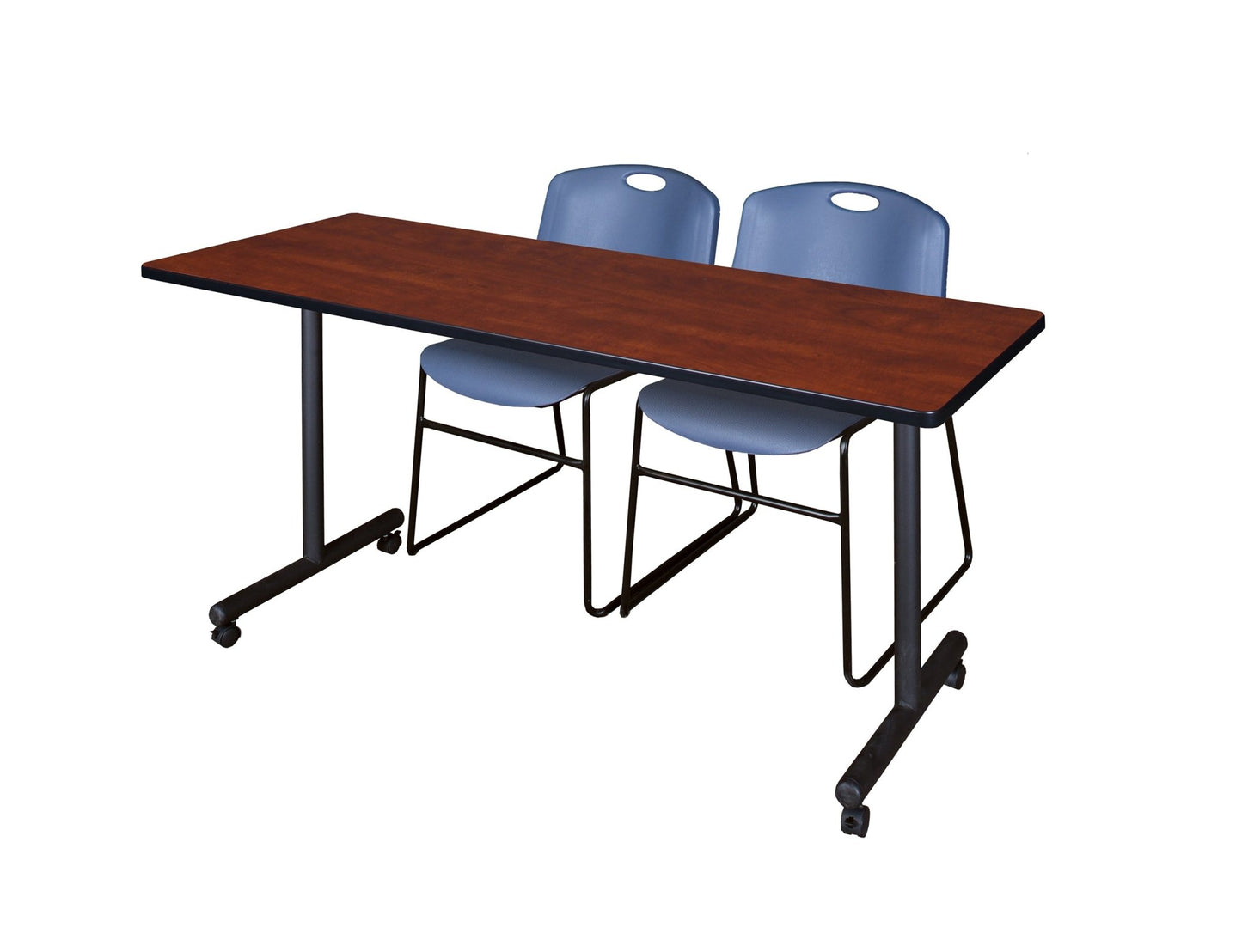 Regency Kobe Professional Mobile T - Base Training Table & 2 Zeng Stack Chairs - 66"W x 24"D x 29"H (REG - MKTRCC6624 - ZNG) - SchoolOutlet
