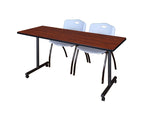 Regency Kobe Professional Mobile T - Base Training Table & 2 M Stack Chairs 66
